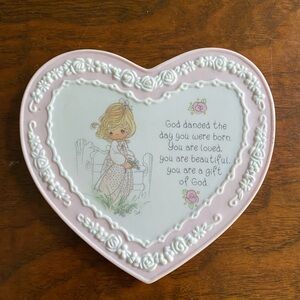 God Danced the Day You Were Born Precious Moments Heart shaped vintage Enesco